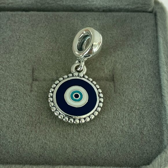 Pandora Evil Eye Silver Dangle Charm - Picture 1 of 4